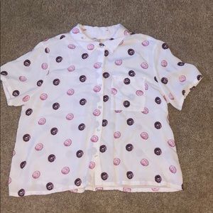 Japna Large Donut Print Button Down Top!